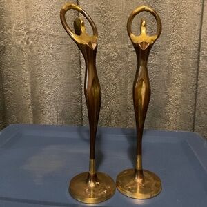 ‘Brass Ballerina Figurines Vintage Mid Century Modern